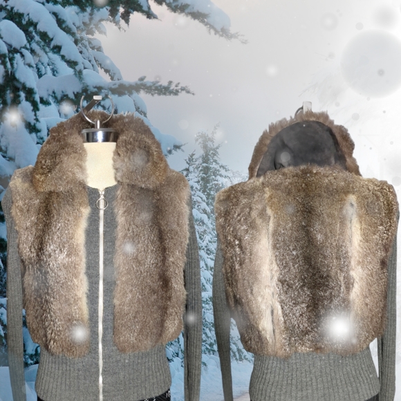 VINTAGE Luxury Real Faux Fur & Knit Jacket Size M. - Picture 14 of 16